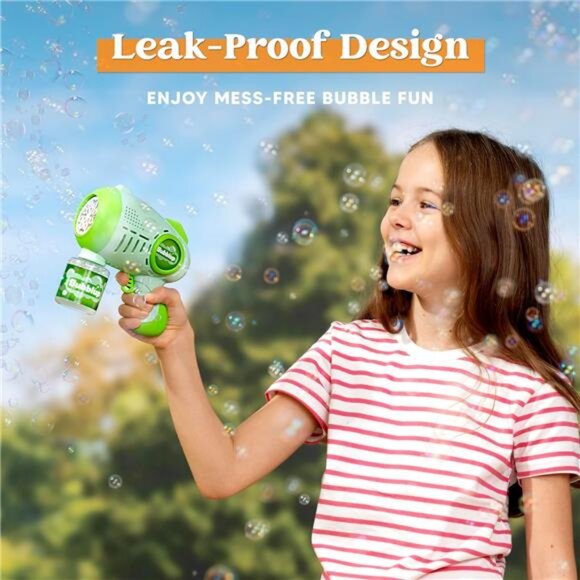 2 Packs Bubble Guns with 4 Bottles Solution, 8 Holes Light Up Automatic - Picture 2 of 7